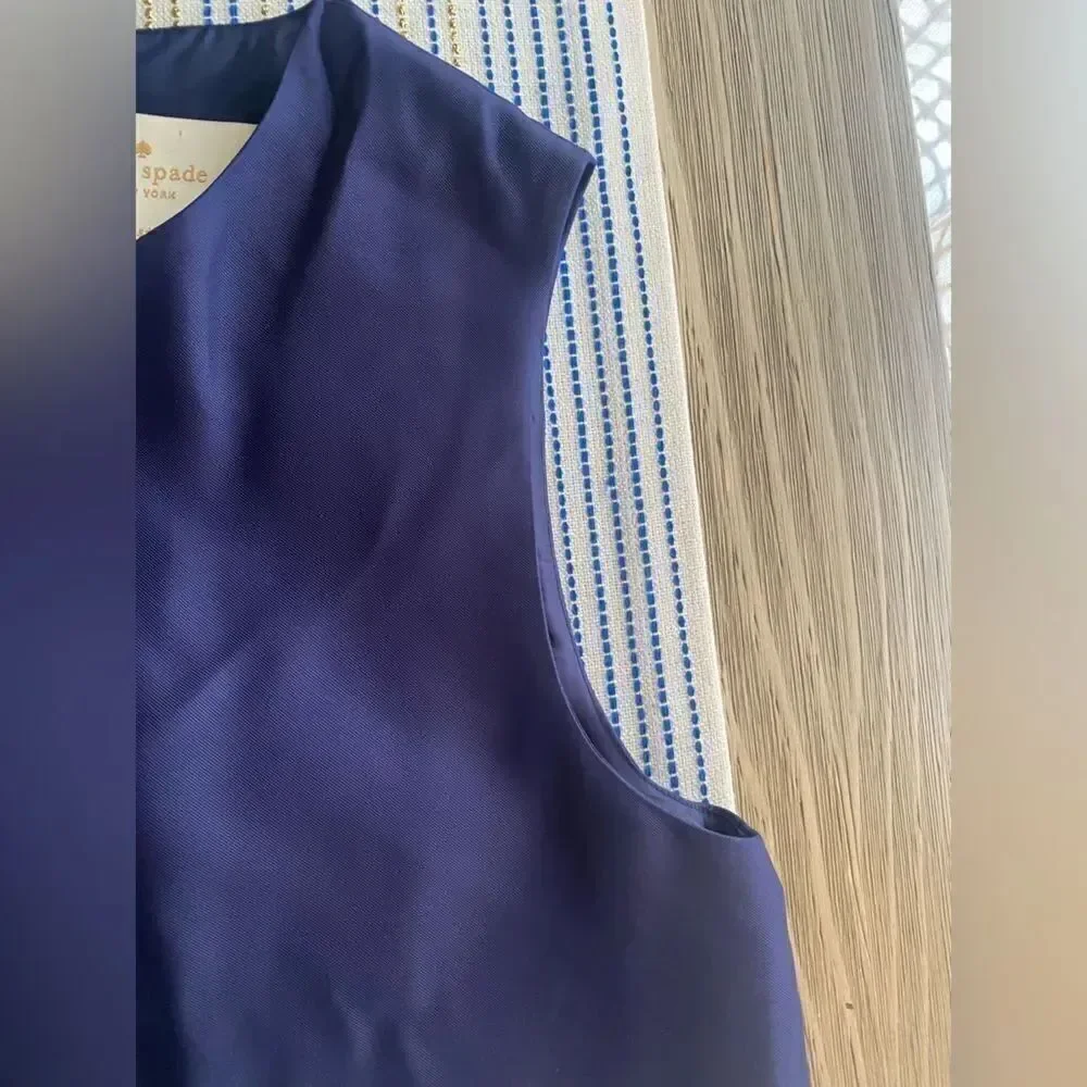KATE SPADE Navy Blue V-Neck Sleeveless Viscose Sheath Dress SZ 2